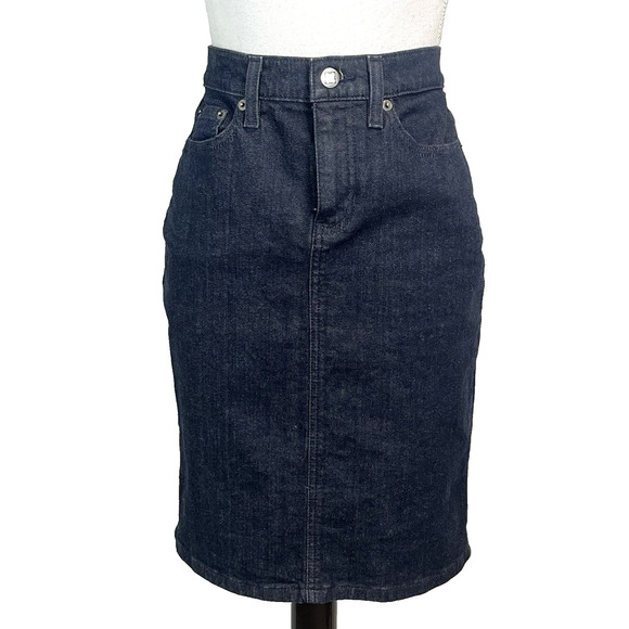 Liz Claiborne Skirt size 4 Denim Jean Straight Knee Casual Western Stretch - Picture 1 of 7